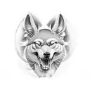 tatuagem egipcia com o deus Anubis em vista frontal tattoo design idea