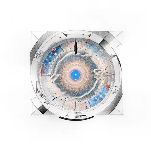 folding meter with astronomy backdrop tattoo design idea