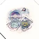 folding meter with astronomy backdrop tattoo design idea