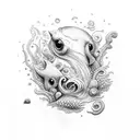 the sea with animals and clouds tattoo design idea