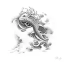 the sea with animals and clouds tattoo design idea