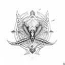 Dumbbell with wings tattoo design idea