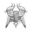 Dumbbell with wings tattoo design idea