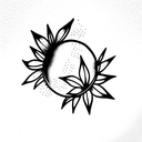 Flower moon tattoo design idea