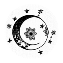 Flower moon tattoo design idea
