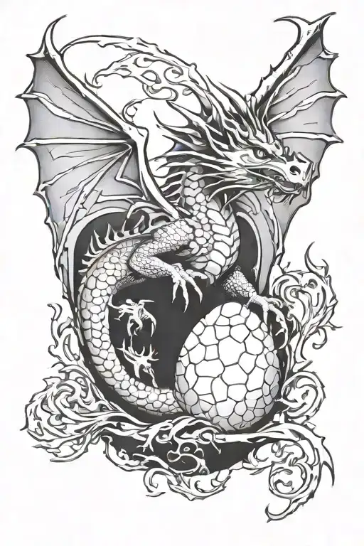 welsh dragon emerging from an egg at birth tattoo design idea