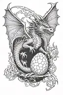 welsh dragon emerging from an egg at birth tattoo design idea