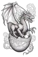 welsh dragon emerging from an egg at birth tattoo design idea