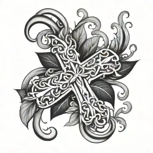cross vines wrapping tattoo design idea
