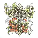 cross and vines wrapped tattoo design idea