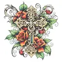 cross and vines wrapped tattoo design idea