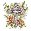 cross and vines wrapped tattoo design idea