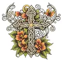 cross and vines wrapped tattoo design idea