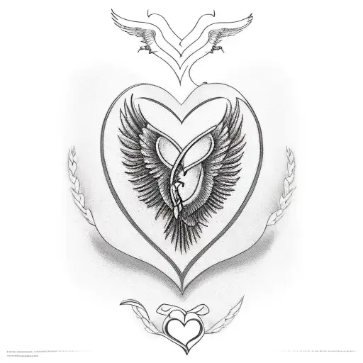 heart with wings tattoo design idea