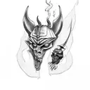 anubis, the grim reaper, hades and a shinigami back tattoo tattoo design idea