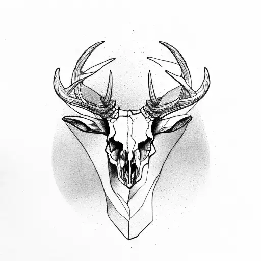 deer skull and bighorn sheep skull tattoo design idea