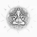Ganesha dancing around the Tree of Life in the background of the Sagitarrius Constellation,and metatron cube  tattoo design idea