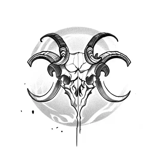 rams skull tattoo design idea