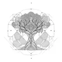 A mechanical tree with geometric patterns in blackwork style tattoo design idea