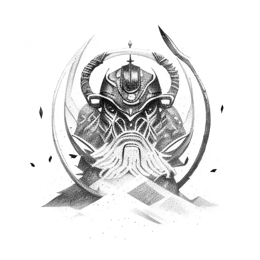 A warrior surrounded by powerful predators tattoo design idea