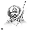 An afro-centric warrior wielding a unique weapon tattoo design idea