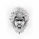 An afro-centric warrior wielding a unique weapon tattoo design idea