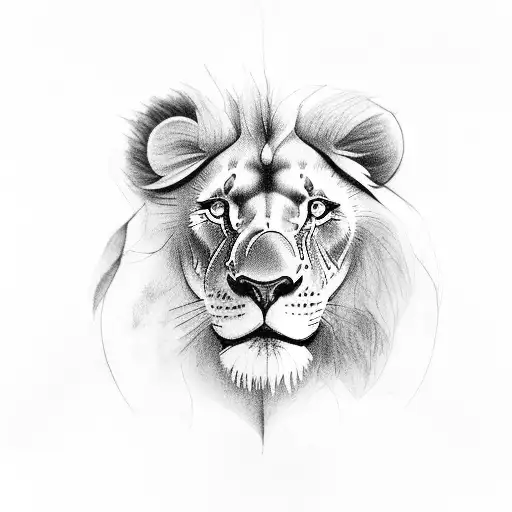 a flourishing birch tree, a raven on a branch, a lion lying in the shadow of the tree and a gift  tattoo design idea