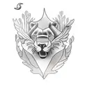 a birch tree with a raven on a branch, a lion lying in the shadow of the tree and a gift from god tattoo design idea