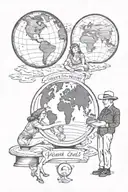 mom and dad are presenting the planet earth to their son  tattoo design idea