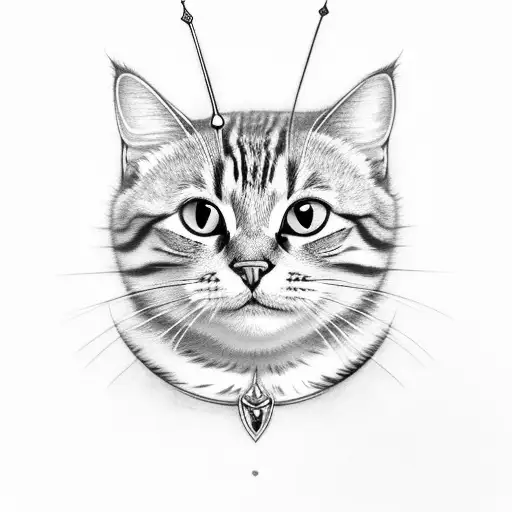 Tabby cat with a tiara tattoo design idea
