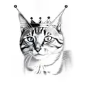 Tabby cat with a crown tattoo design idea