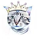 Tabby cat with a crown tattoo design idea