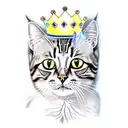 Tabby cat with a crown tattoo design idea