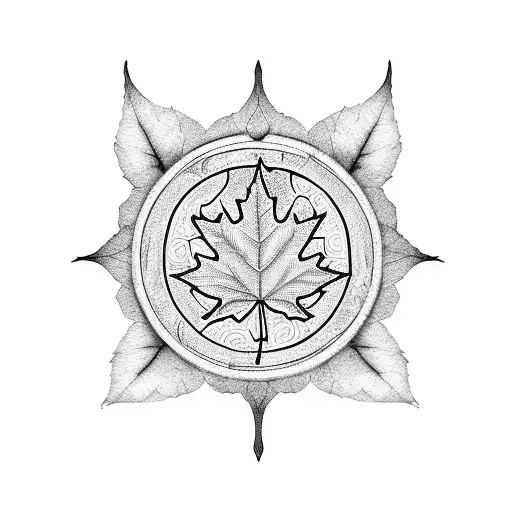 Maple leaf and gum leaf forming a yin yang symbol tattoo design idea