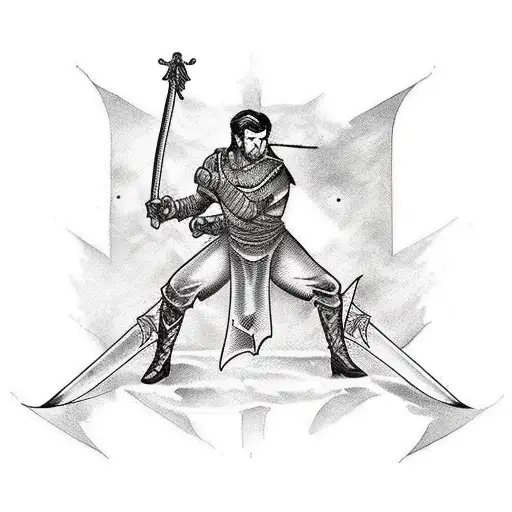 a longsword, side sword, and sabre tattoo design idea