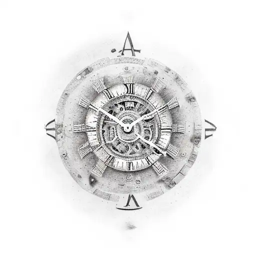 the words (TEMPUS EDAX RERUM ) surrounded by clock cogs tattoo design idea