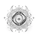 A cosmic-themed tattoo featuring a mother and daughter constellation forming a nova explosion, intertwined with a blooming rose tattoo design idea