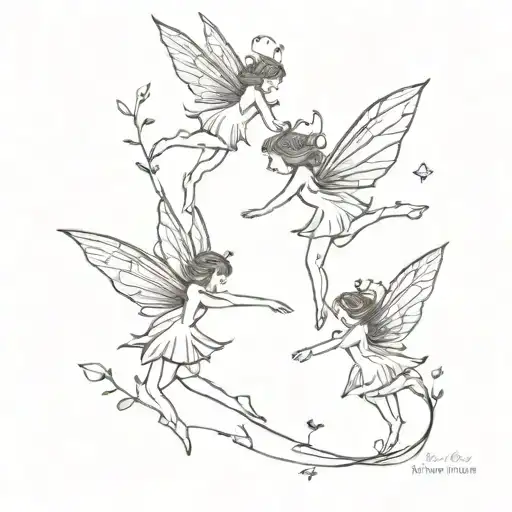 fairies flying tattoo design idea