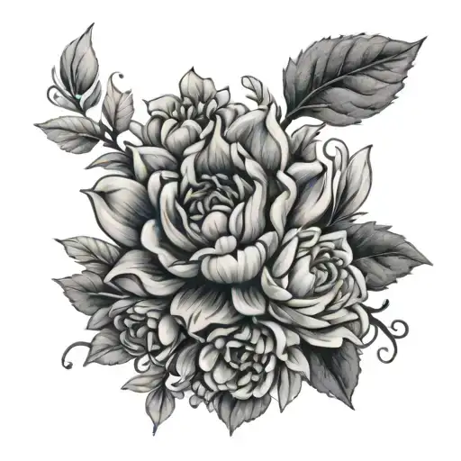 heather, jasmine, crysanthemum  tattoo design idea