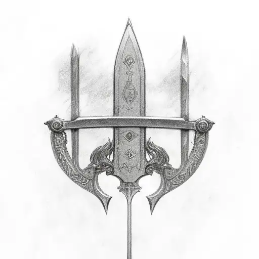Claymore Sword with weighing scales incorportated tattoo design idea