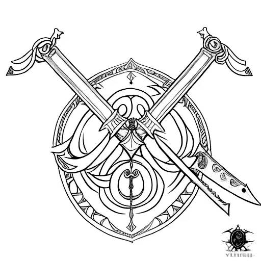 A claymore sword, which includes a weighing scales to symbolise the libra star sign, the drawing is going to be used as  tattoo design idea