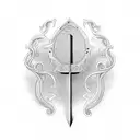 A claymore sword, which includes a weighing scales to symbolise the libra star sign, the drawing is going to be used as  tattoo design idea