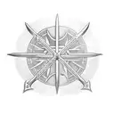 A claymore sword, which includes a weighing scales to symbolise the libra star sign, the drawing is going to be used as  tattoo design idea