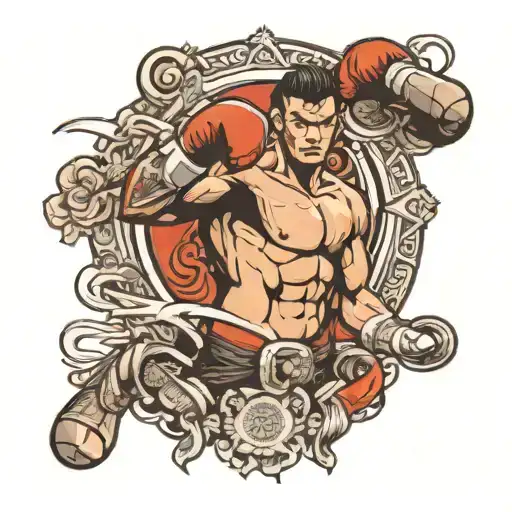 muay thai fighter tattoo design idea