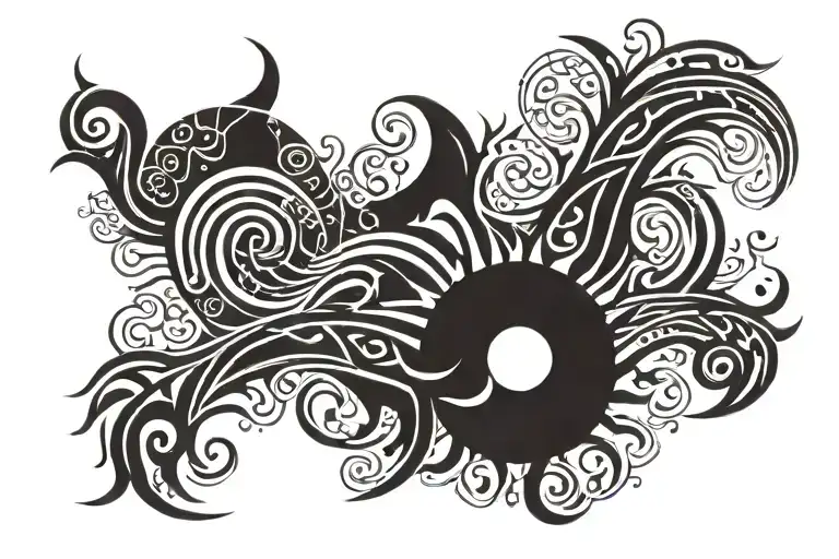 Sun and Waves tattoo design idea