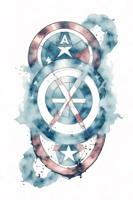 deadpool and captain america shield tattoo design idea