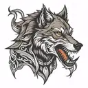 dangerous alone wolf head tattoo design idea