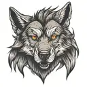 dangerous alone wolf head tattoo design idea