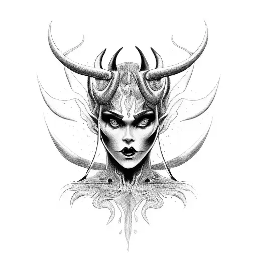 devil woman nu tattoo design idea