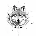 Wolf looking the moon,libra,cross,science,death,life tattoo design idea